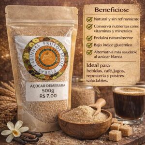 AZÚCAR DEMERARA - Natural y sin refinamiento químico - 500GR